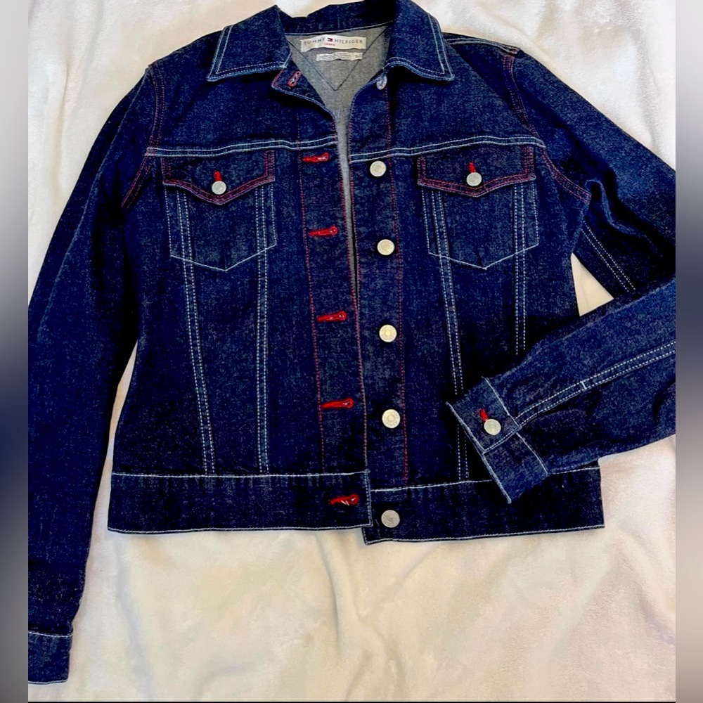 Tommy Hilfiger Women’s Logo Denim Blue Jean Jacket Size Small